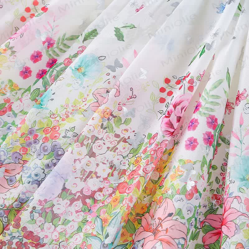 Abito senza maniche in tulle floreale per bambina con cappello - image 3