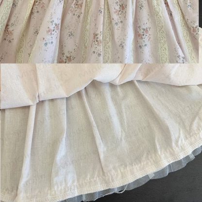 Completo da bambina composto da canotta e pantaloni rosa con stampa floreale in pizzo. - image 6