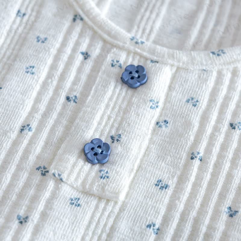 Completo da bambina con gilet e pantaloni blu a fantasia floreale. - image 4