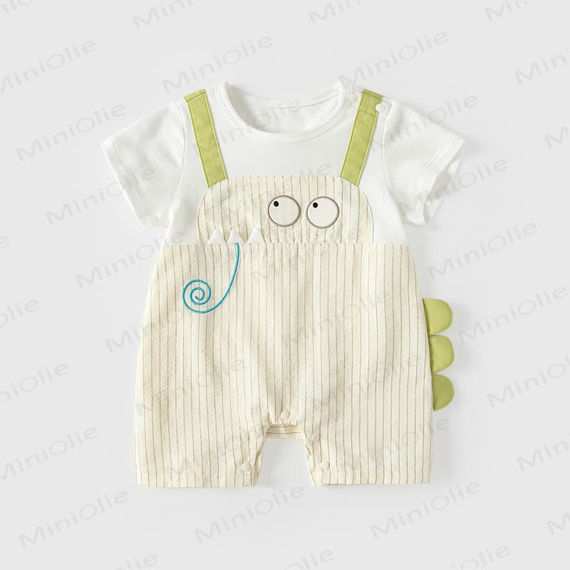 Tutina a righe color beige per neonati con motivo mostri - Beige - 18-24 mesi - image 1