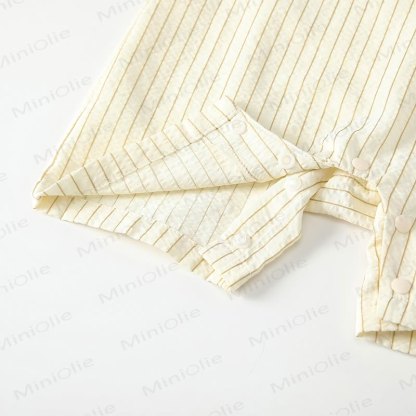 Tutina a righe color beige per neonati con motivo mostri - image 4