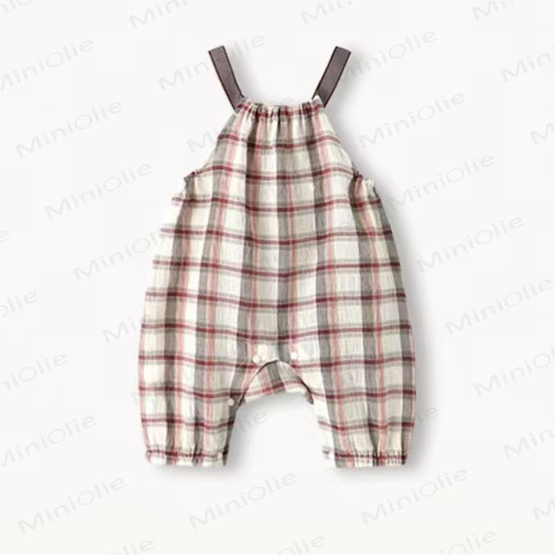 Tutina a quadri con bretelle per neonati - Rosso - 18-24 mesi - image 2