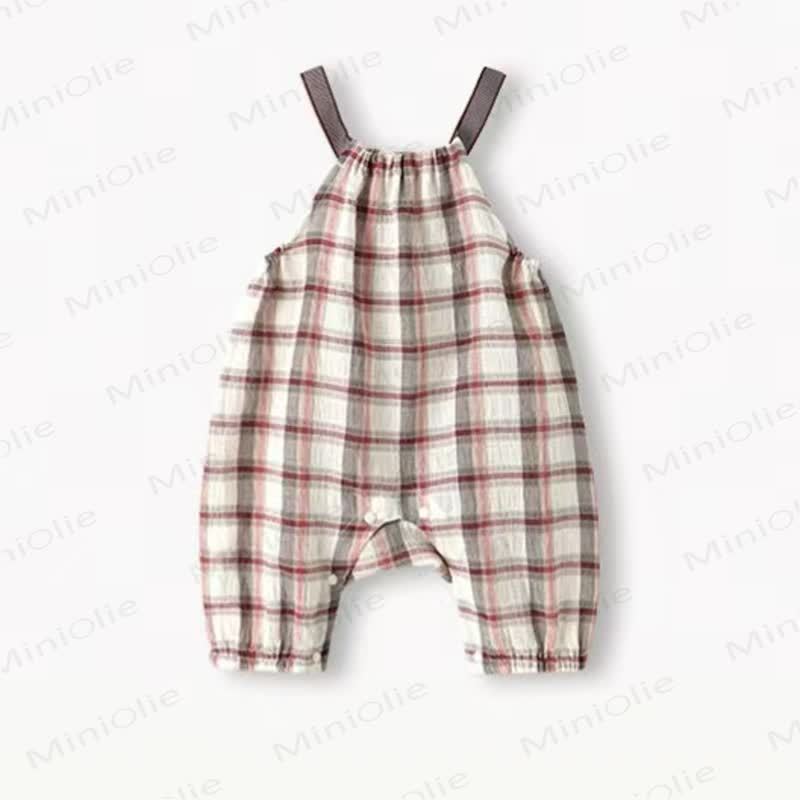 Tutina a quadri con bretelle per neonati - Rosso - 18-24 mesi - image 2