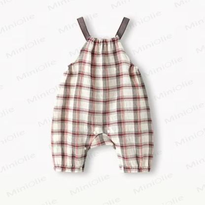 Tutina a quadri con bretelle per neonati - Rosso - 18-24 mesi - image 2