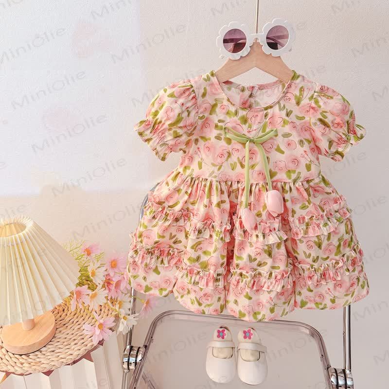 Vestito in cotone con stampa di tulipani per bambina - Rosa - 4-5T - image 2