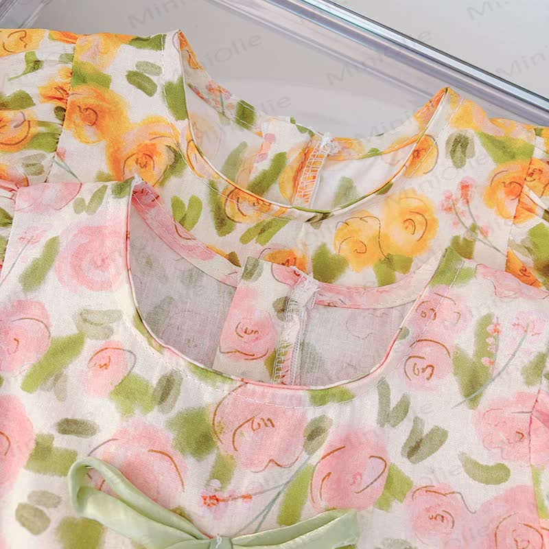 Vestito in cotone con stampa di tulipani per bambina - image 3