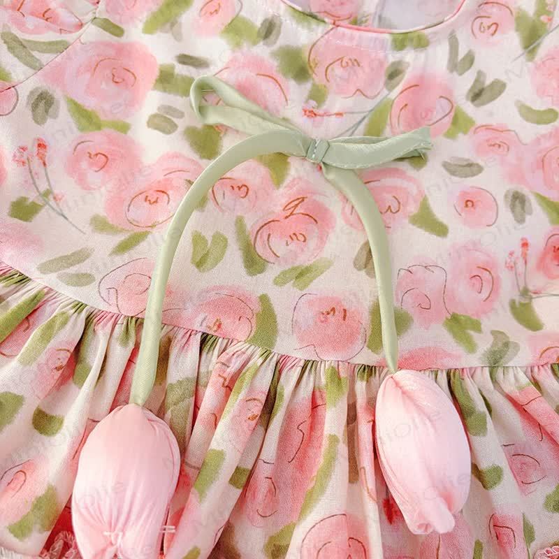 Vestito in cotone con stampa di tulipani per bambina - image 4