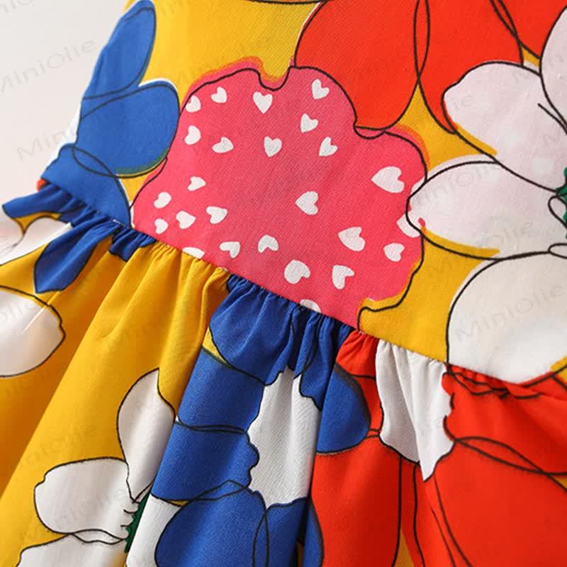 Abito senza maniche in cotone con fiocco floreale per bambina, con cappellino abbinato. - image 4