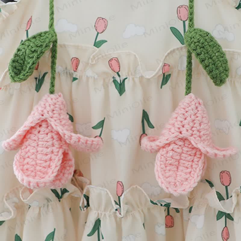 Vestito senza maniche in cotone con stampa di tulipani per bambina - image 4