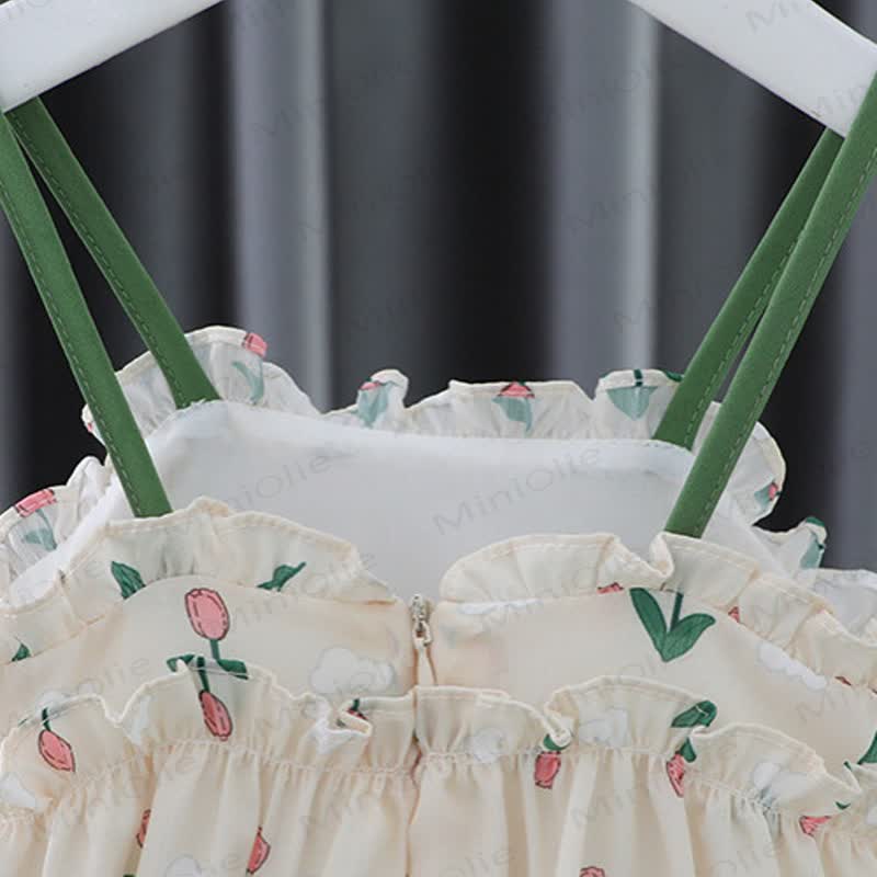 Vestito senza maniche in cotone con stampa di tulipani per bambina - image 5