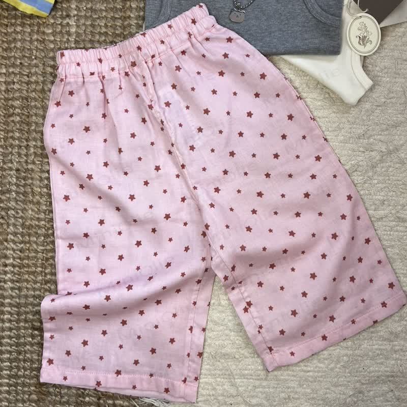 Pantaloni in cotone o maglietta a tinta unita per bambini - Rosa - 6-7T - image 3