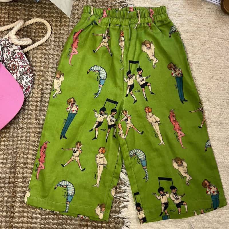 Pantaloni in cotone o maglietta a tinta unita per bambini - Verde - 6-7T - image 4