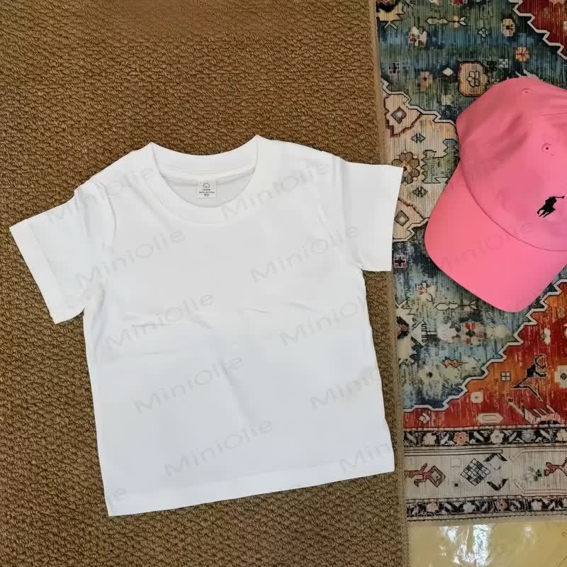 Pantaloni in cotone o maglietta a tinta unita per bambini - Maglietta bianca - 6-7T - image 8