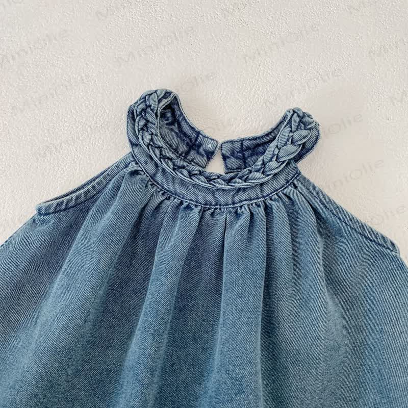 Completo da bambina composto da canotta e pantaloni in denim - image 3
