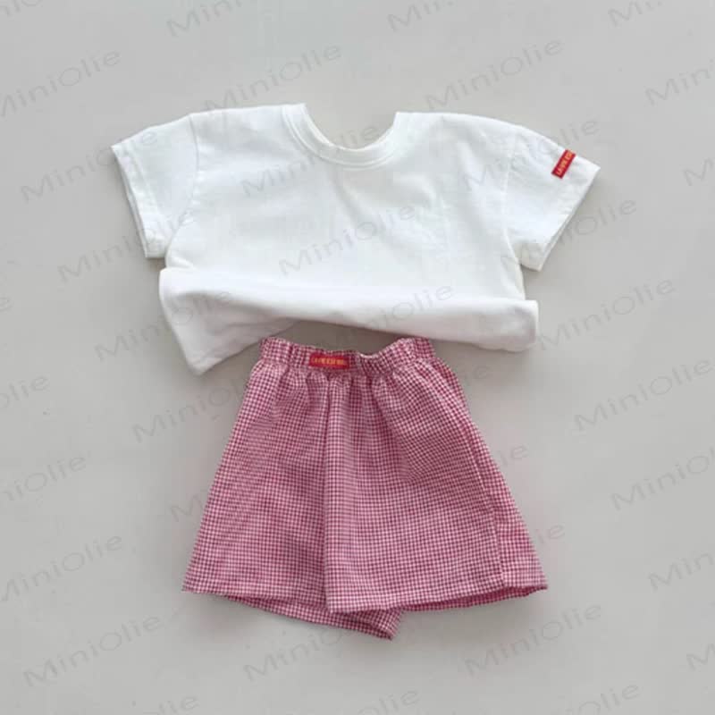 Completo per neonato composto da maglietta a tinta unita e pantaloncini a quadretti in cotone. - Bianco - 2-3T - image 2