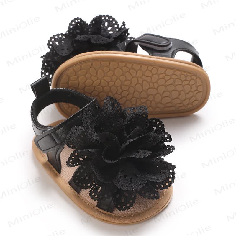 Sandalini primi passi per neonati con fiore in pizzo - image 4