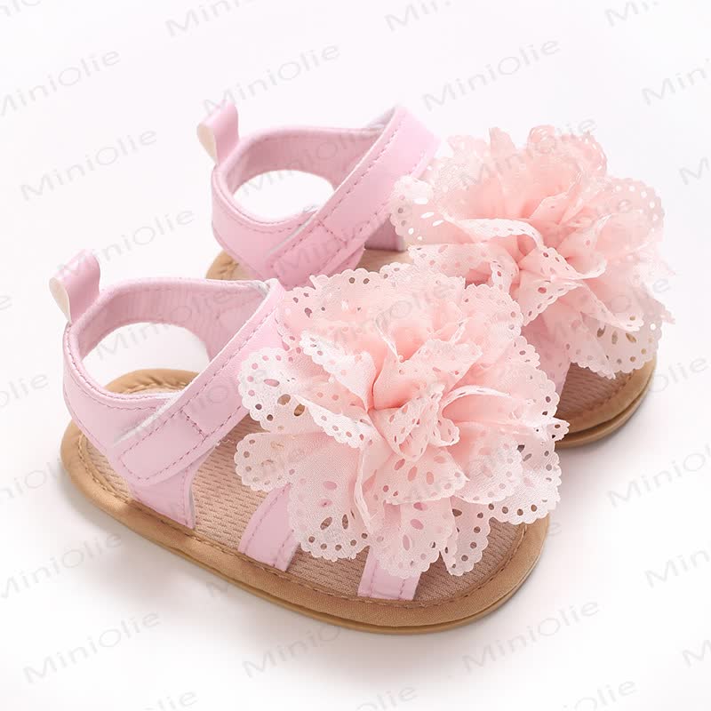 Sandalini primi passi per neonati con fiore in pizzo - Rosa - 12-18 mesi - image 11