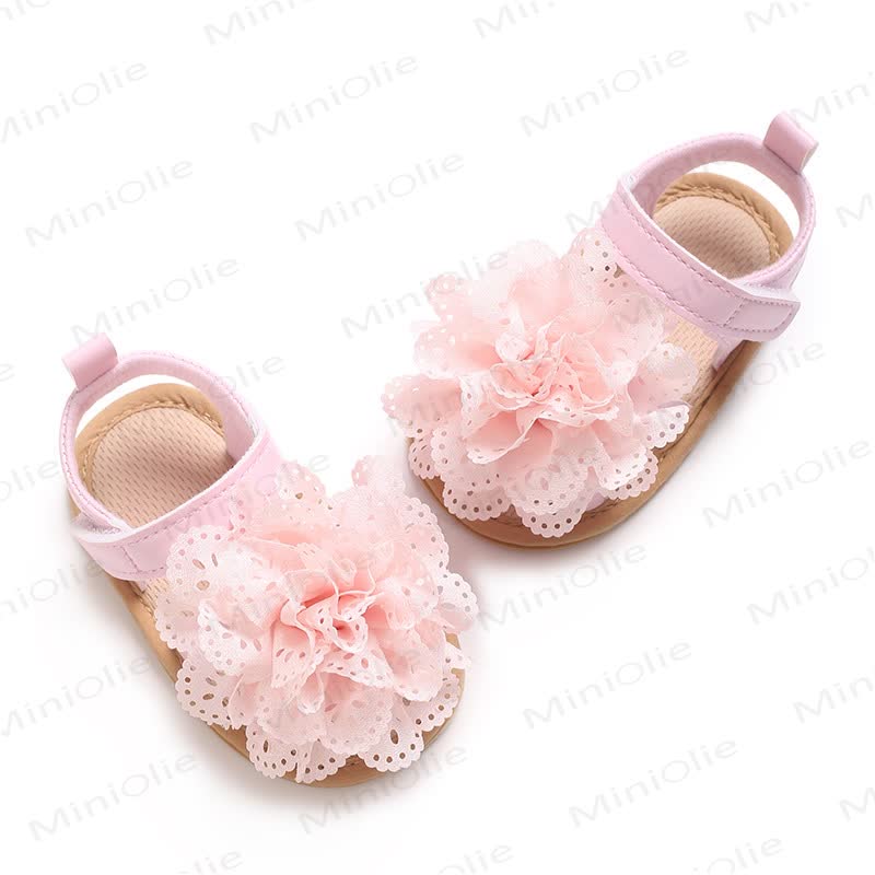 Sandalini primi passi per neonati con fiore in pizzo - image 13