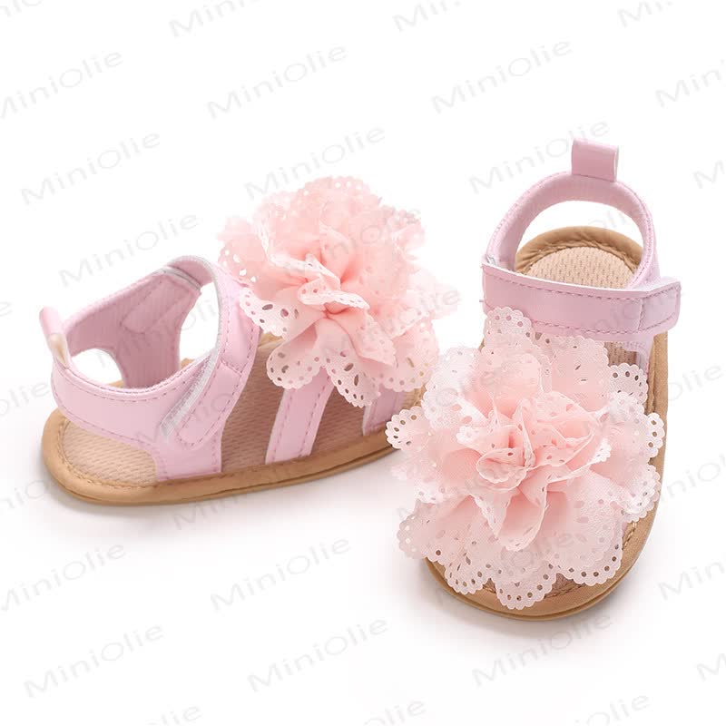 Sandalini primi passi per neonati con fiore in pizzo - image 15