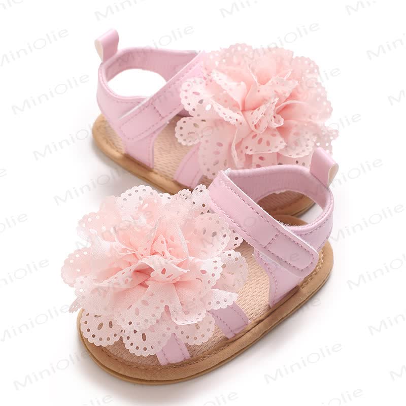 Sandalini primi passi per neonati con fiore in pizzo - image 14
