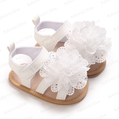 Sandalini primi passi per neonati con fiore in pizzo - Bianco - 12-18 mesi - image 19