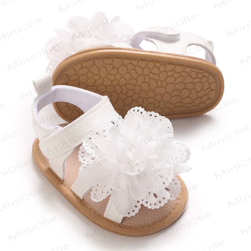 Sandalini primi passi per neonati con fiore in pizzo - image 20