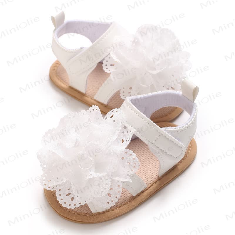 Sandalini primi passi per neonati con fiore in pizzo - image 22