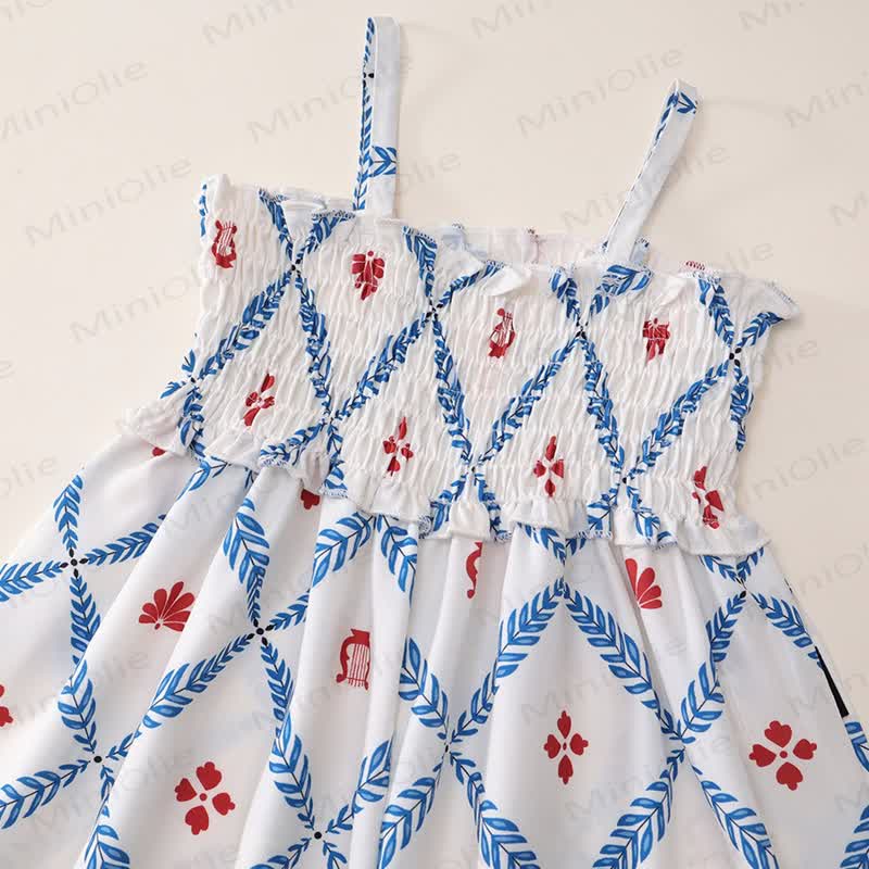 Vestito da bambina con spalline sottili e stampa floreale arricciata, in poliestere. - image 11