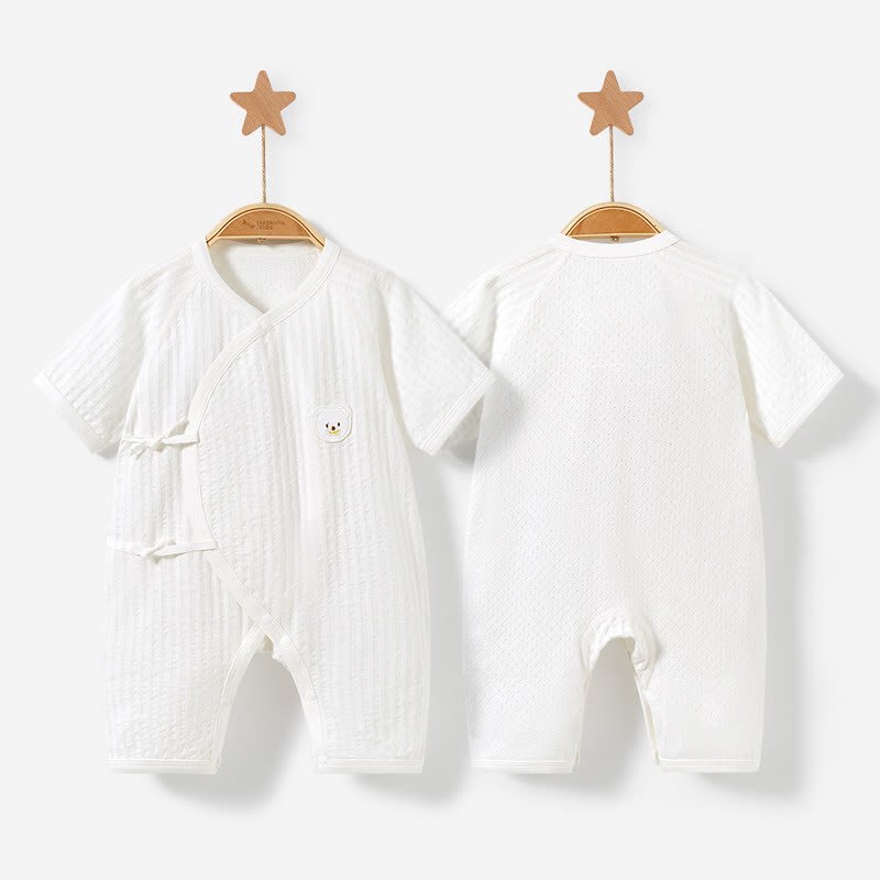 Tutina a tinta unita con motivo orsetto - Bianco - 9-12 mesi - image 3