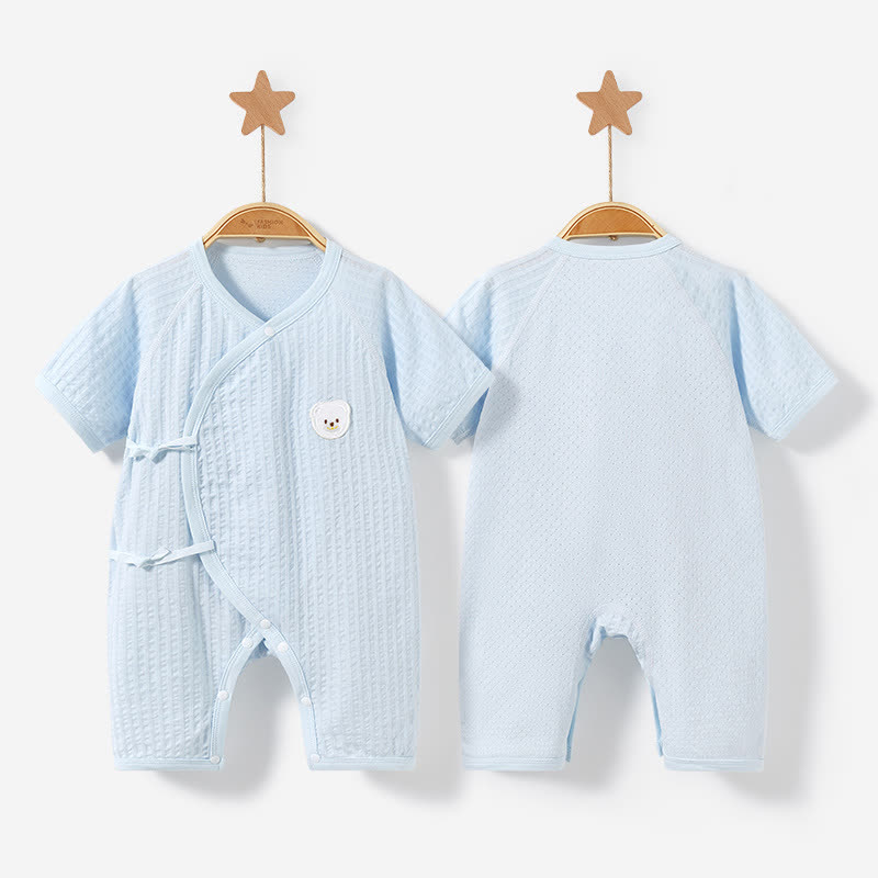 Tutina a tinta unita con motivo orsetto - Blu - 9-12 mesi - image 2