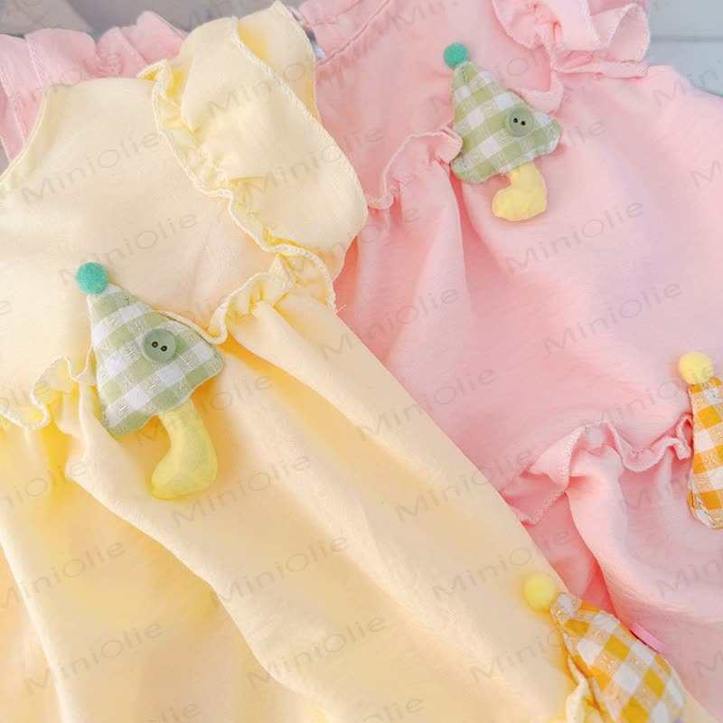 Vestito senza maniche in cotone con stampa di ombrelli e cartoni animati per bambina - image 3