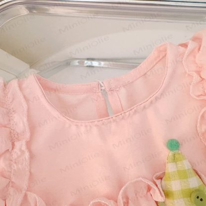 Vestito senza maniche in cotone con stampa di ombrelli e cartoni animati per bambina - image 4