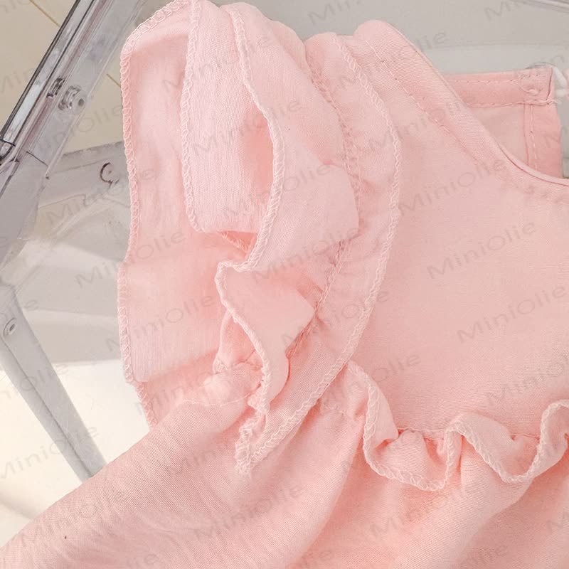 Vestito senza maniche in cotone con stampa di ombrelli e cartoni animati per bambina - image 5