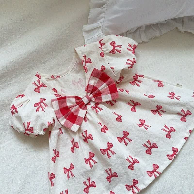 Vestitino da bambina in cotone con stampa floreale e fiocchi - Rosso - 3-4 anni - image 4