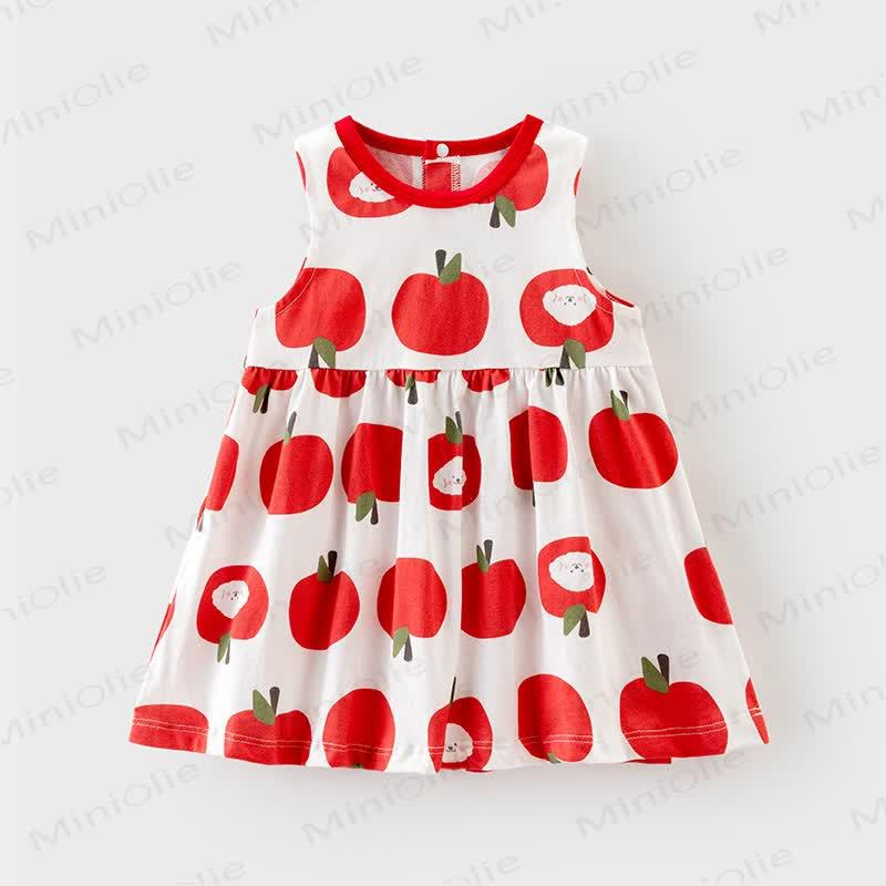 Vestito senza maniche in cotone con stampa di mele per bambina - Rosso - 4-5T - image 1