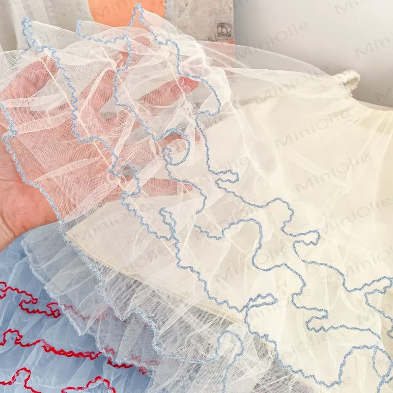 Vestito da bambina in cotone, pizzo e tulle - image 4