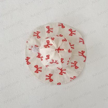 Completo da bambina composto da canotta beige in cotone e pantaloncini a quadri rossi o cappellino - Cappello beige - 3-4 anni - image 3