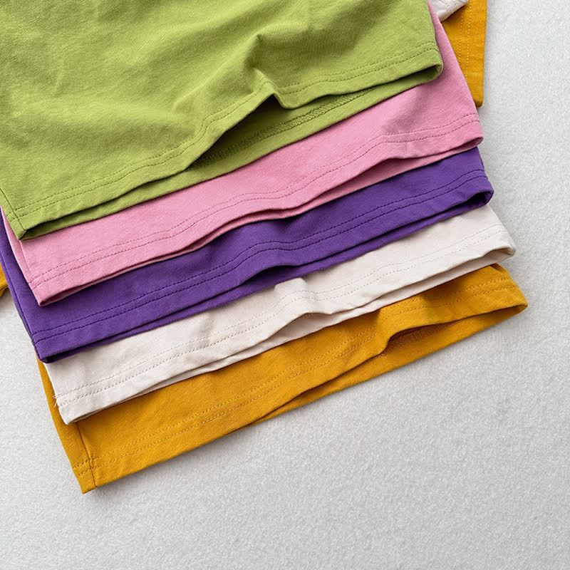T-shirt estiva a girocollo a tinta unita per bambini - image 9