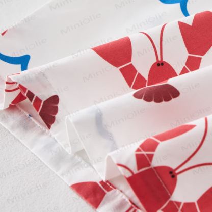 Completo senza maniche da due pezzi per bambini con stampa aragosta rossa - image 3