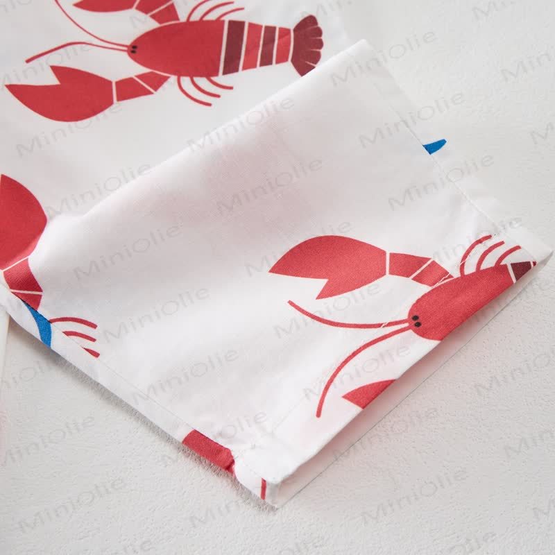 Completo senza maniche da due pezzi per bambini con stampa aragosta rossa - image 6