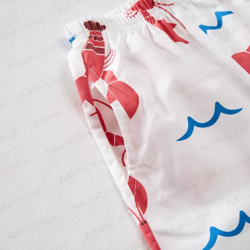 Completo senza maniche da due pezzi per bambini con stampa aragosta rossa - image 5