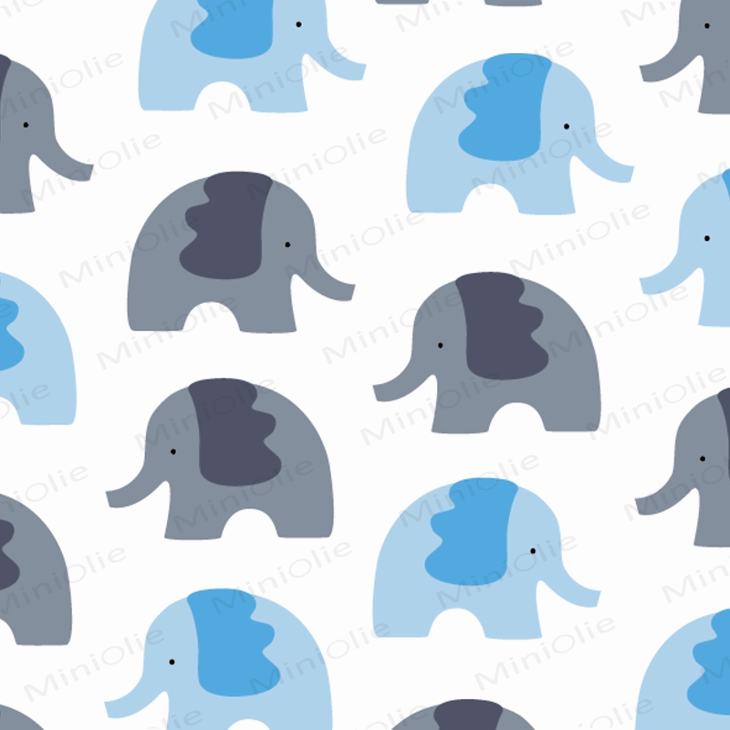 Tutina con cappellino a tema elefantini, azzurra e grigia. - image 8