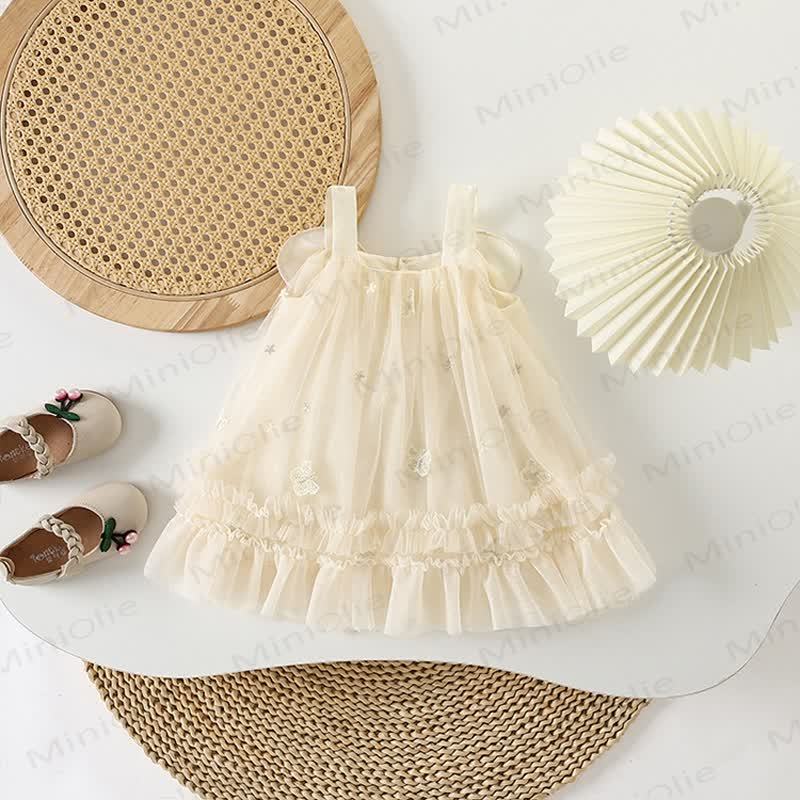 Abito da principessa senza maniche in tulle con fiocco e pizzo per bambina. - image 2