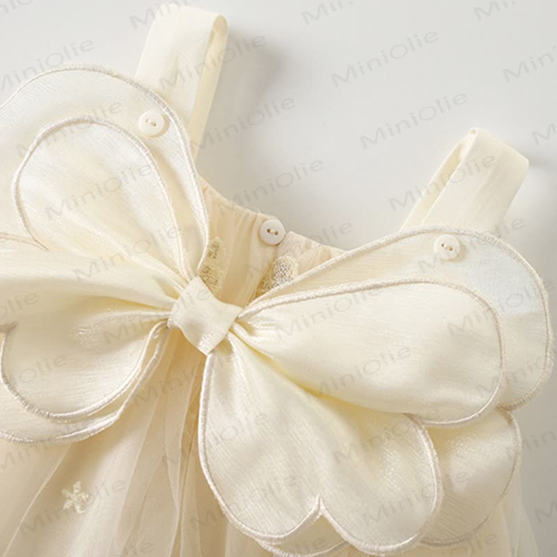 Abito da principessa senza maniche in tulle con fiocco e pizzo per bambina. - image 3