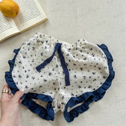 Pantaloncini da bambina in morbido cotone con decorazioni floreali. - Beige - 6-7T - image 2