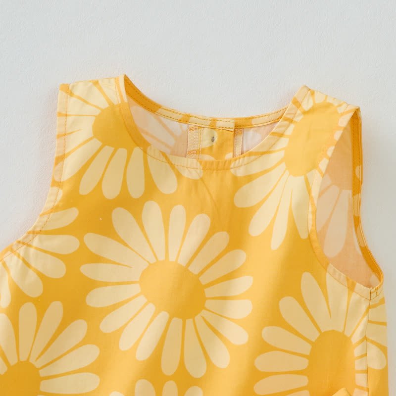 Completo da neonata/bambina giallo girasole senza maniche, 2 pezzi - image 4