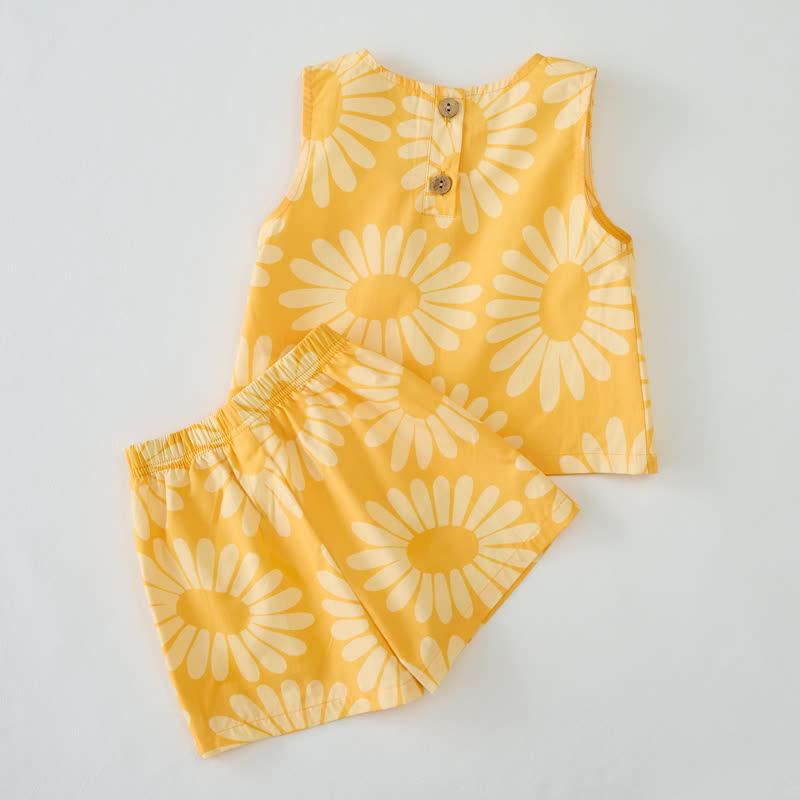Completo da neonata/bambina giallo girasole senza maniche, 2 pezzi - image 2