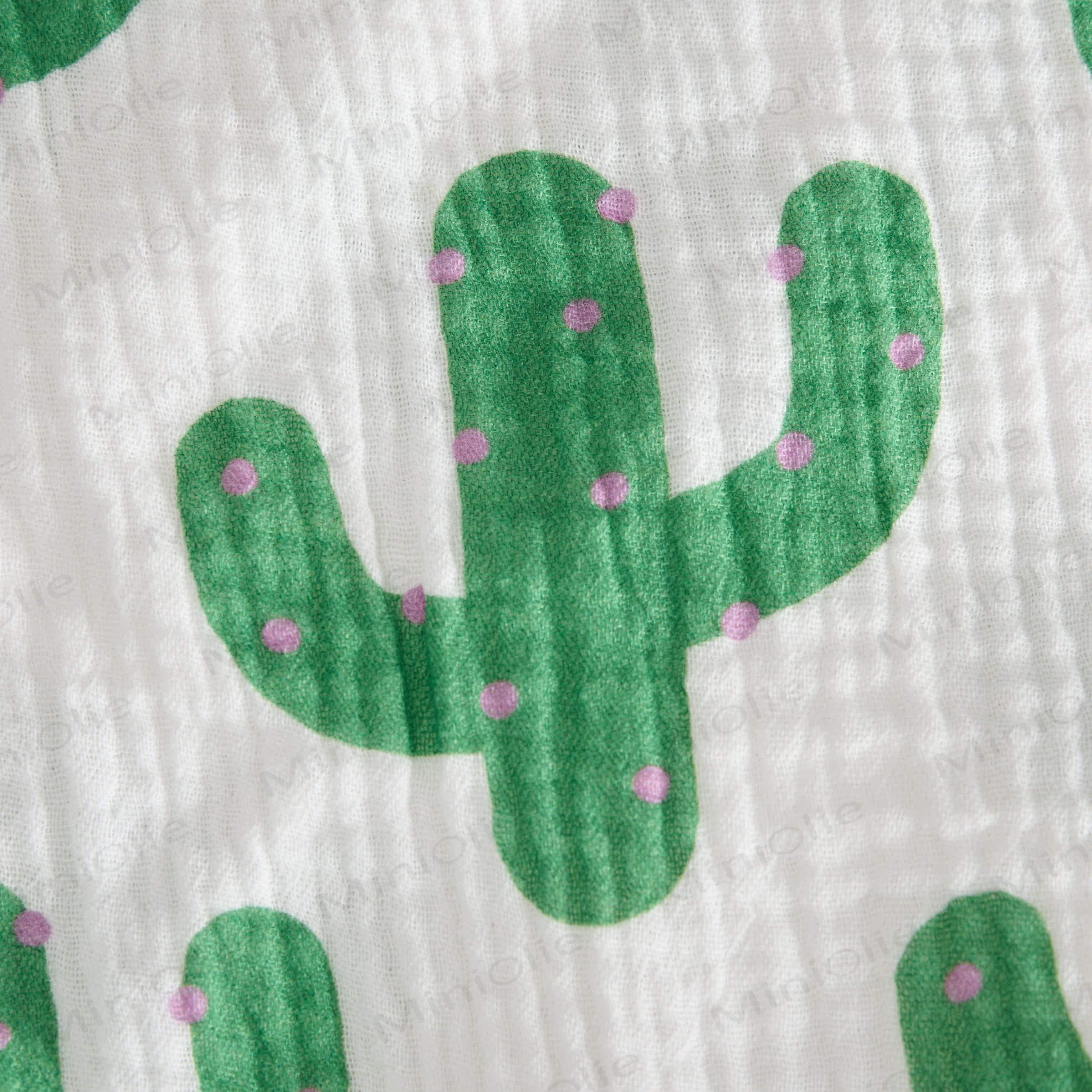 Tutina bianca per neonati con stampa di cactus e cappellino - image 5