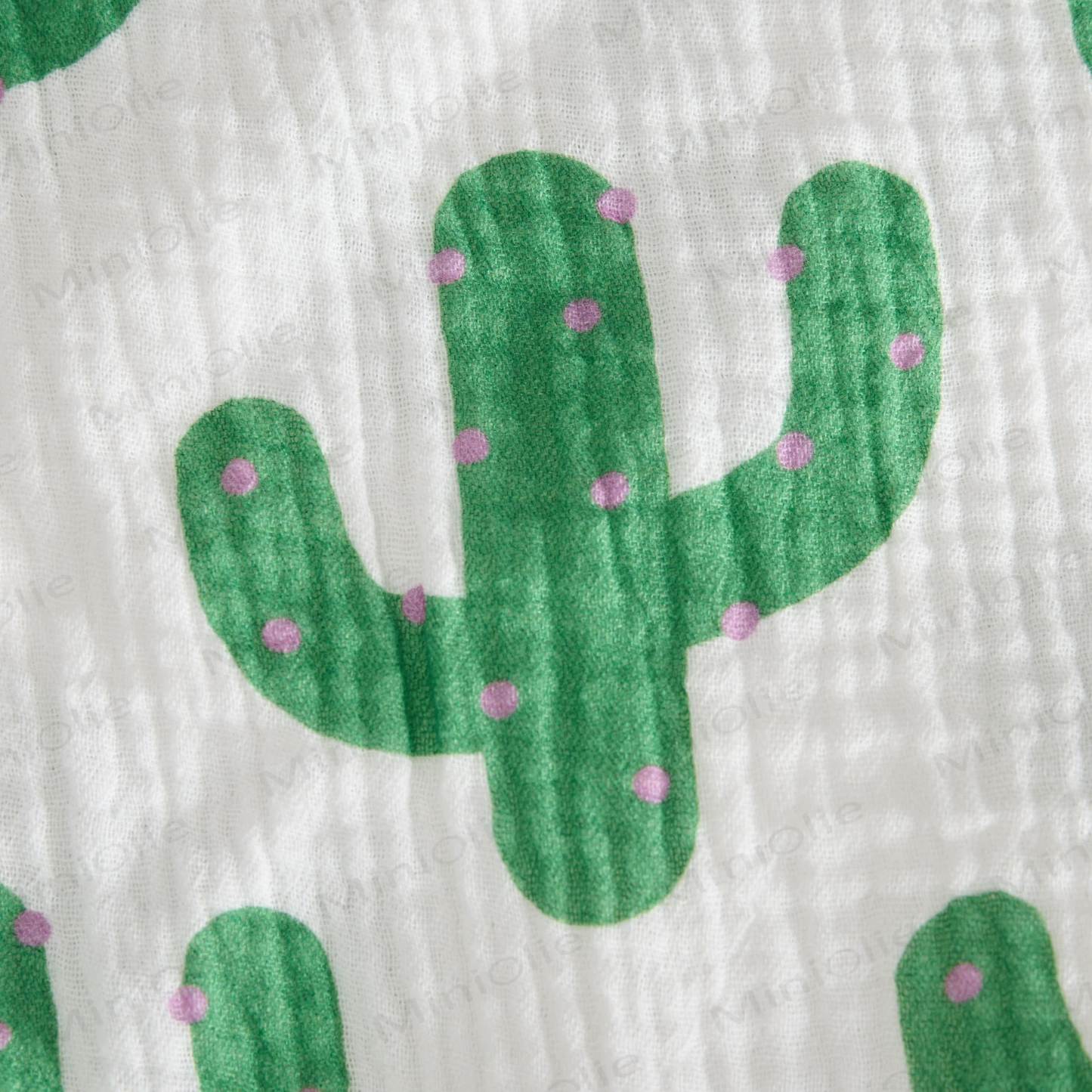 Tutina bianca per neonati con stampa di cactus e cappellino - image 5