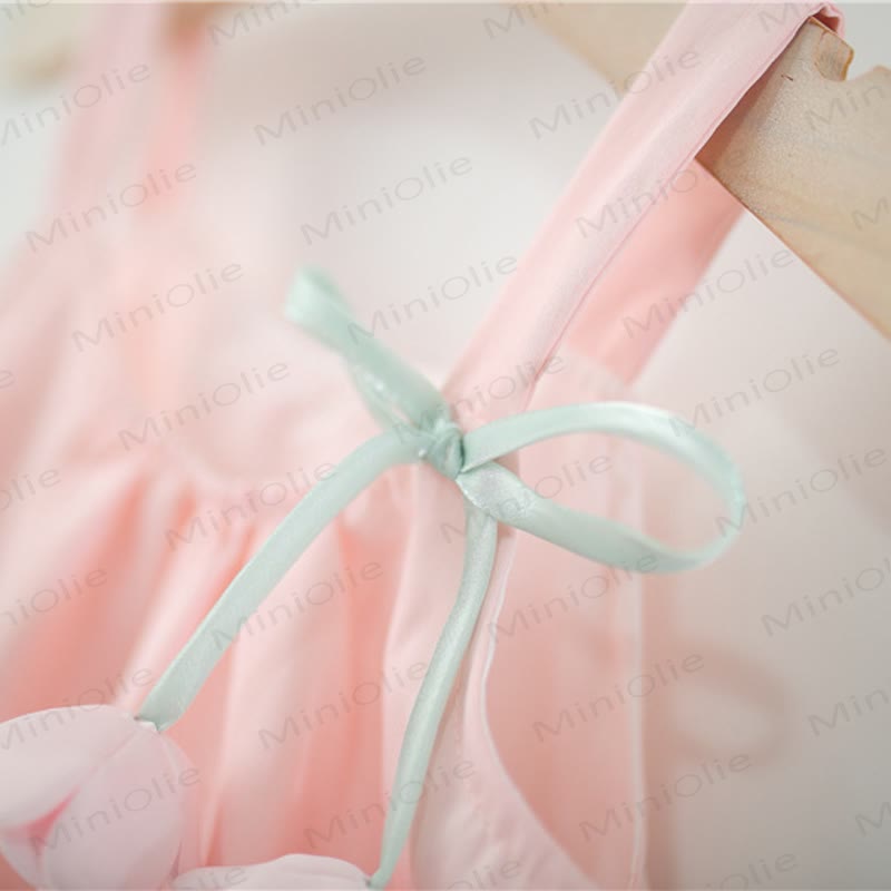 Completo da bambina composto da canotta e pantaloncini in cotone rosa con fiori. - image 5